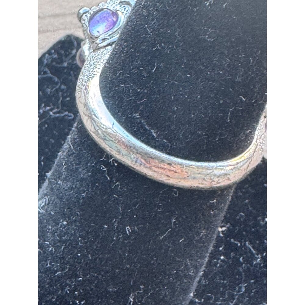 Sterling Silver 925 Ornate Ring w/ Malachite Center & Amethyst Accents Bali Boho - Picture 4 of 12